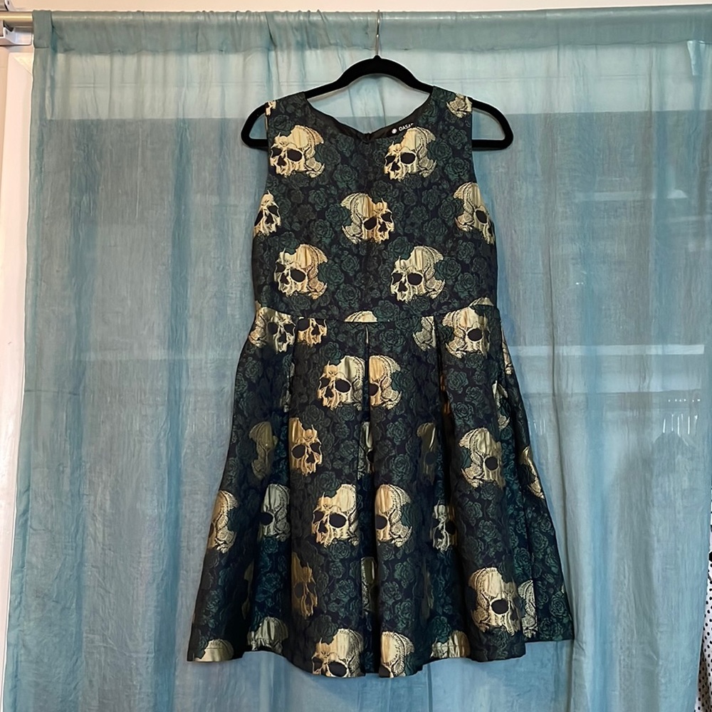 Gold skull brocade dress